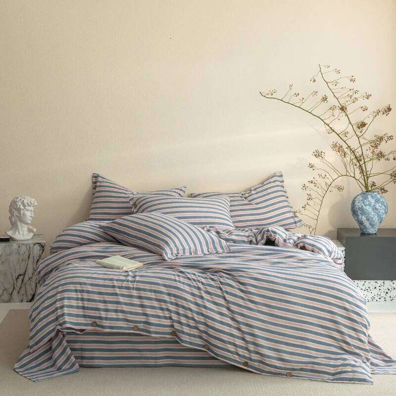 Stripe Style Bedsheet Set Skin-friendly Bedding Girls Boys Room Bedclothes Single/Double/Queen Size Bed Linen Sets H260312
