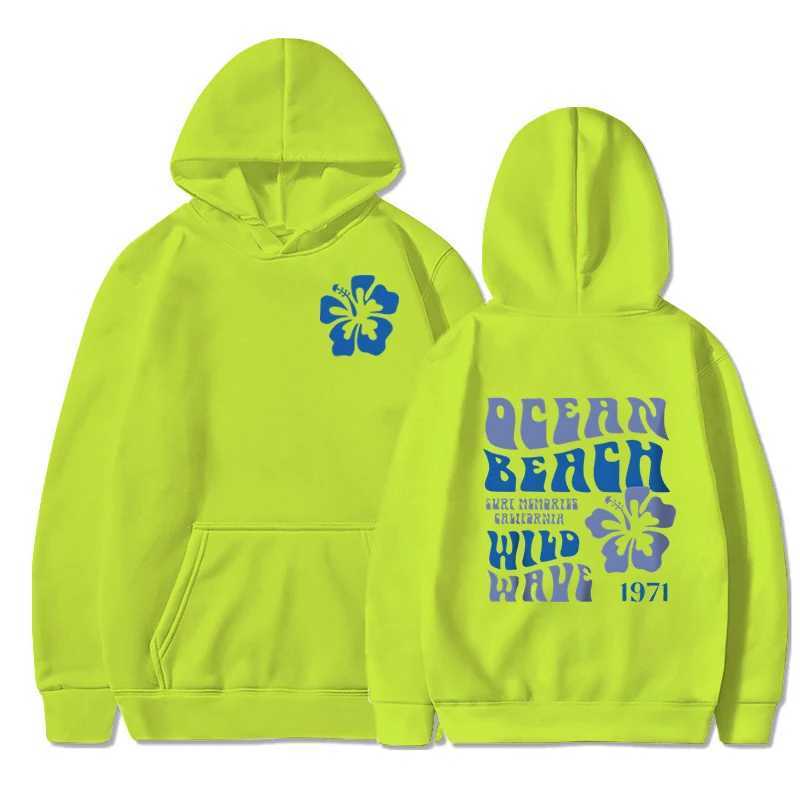 Ocean Beach Wild Wave Print Hoodie Women Vintage Long Sleeve Floral Letter Hooded Fashion Aesthetics Chasing Sunsets Sweatshirt M260312