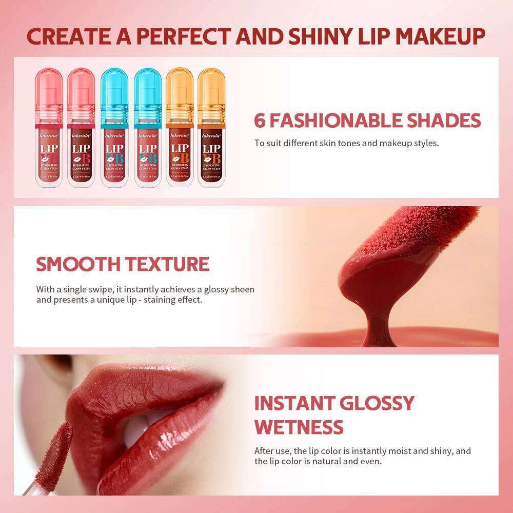 Vitamin B Moisturizing Glaze Water Light Mirror Lip Lasting Hydrating Gloss Stain Instant Glossy Wetness Makeup W260311
