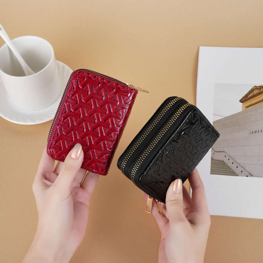 Luxury fashion wallet New Women S Wallet Short Style Multi Card Slot Double Zipper Versatile Fashionable Solid Color Herringbone Pattern Coin Purse An