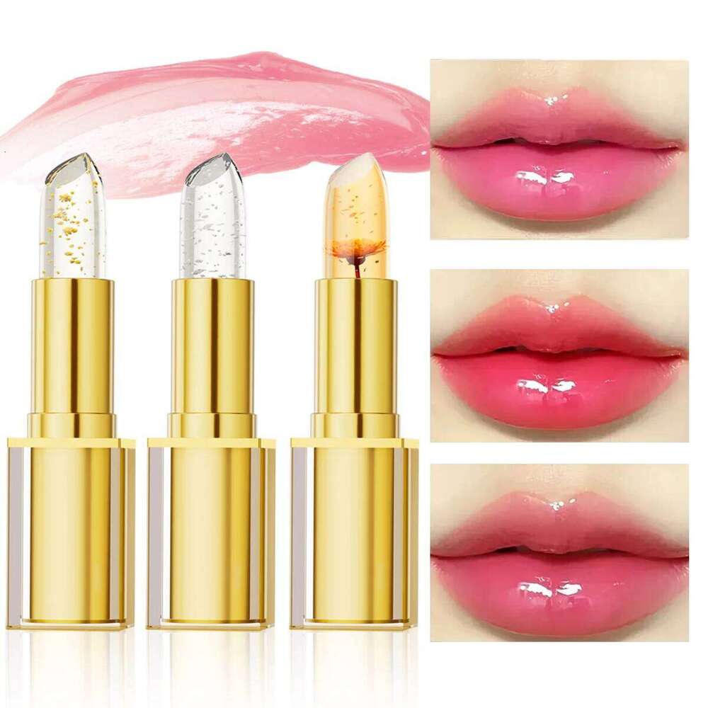 Make up 3pcs Lipstick Set Flower Jelly Crystal Clear Long Lasting Lips Color Change Pink lip gloss Cosmetics W260311