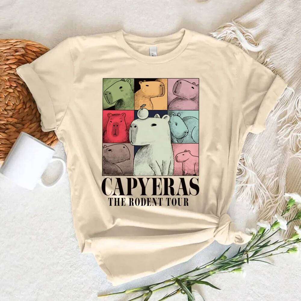 Funny Capybara T Shirt Women Soft Fabric Tshirt Female Anime Clothing T-shirt Girls Capibara Tee Z260312