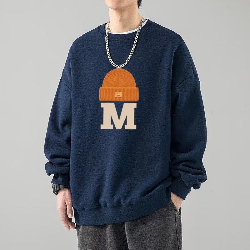 Retro Round-neck Sweatshirt For Men And Women Designer Hoodie Autumn Couple's Oversized Petite Casual Trendy Brand Hoodless