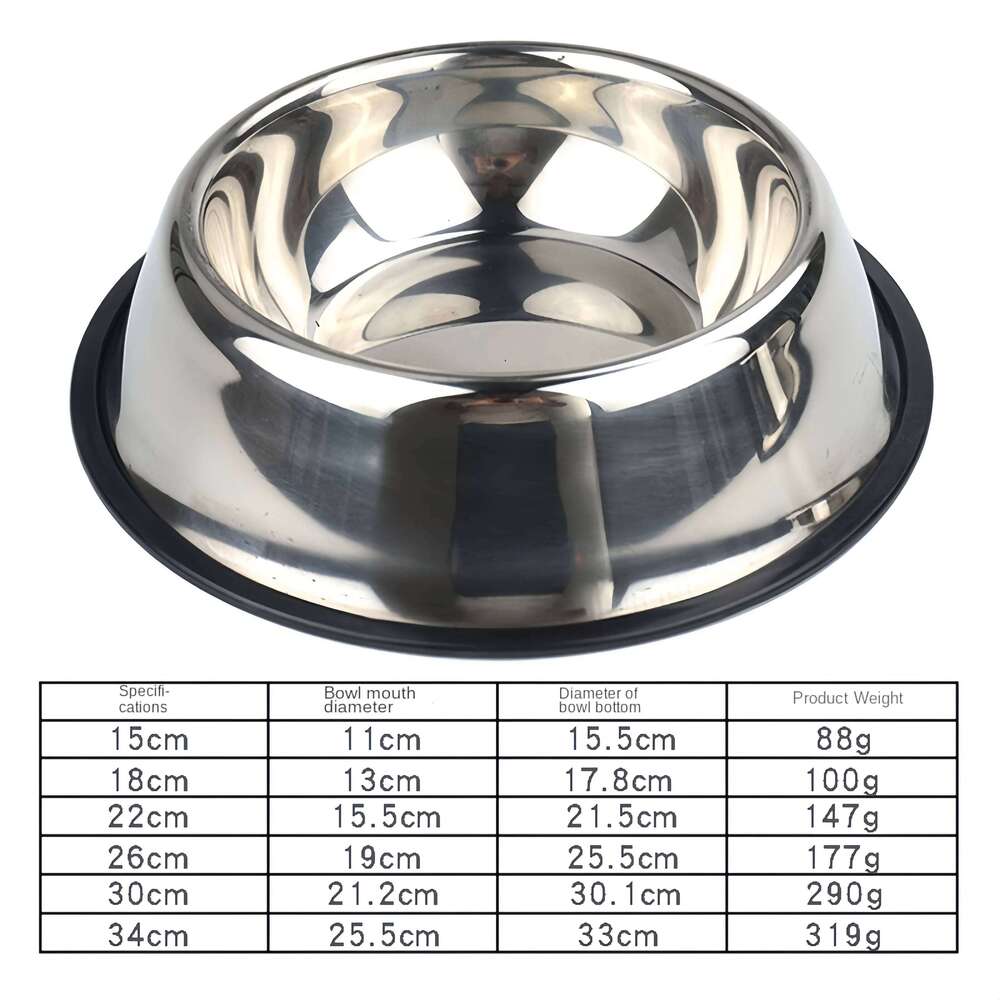 Stainless Steel Pet Feeding Cat and Dog Drinking Metal Feeder Bowl Durable Easy To Clean 6 Sizes 26Y0312