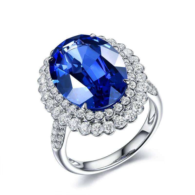 European and American High-End Elegant Dark Blue Tanzanite Colorful Gemstone Open for Women Cluster Zirconia Ring H260312