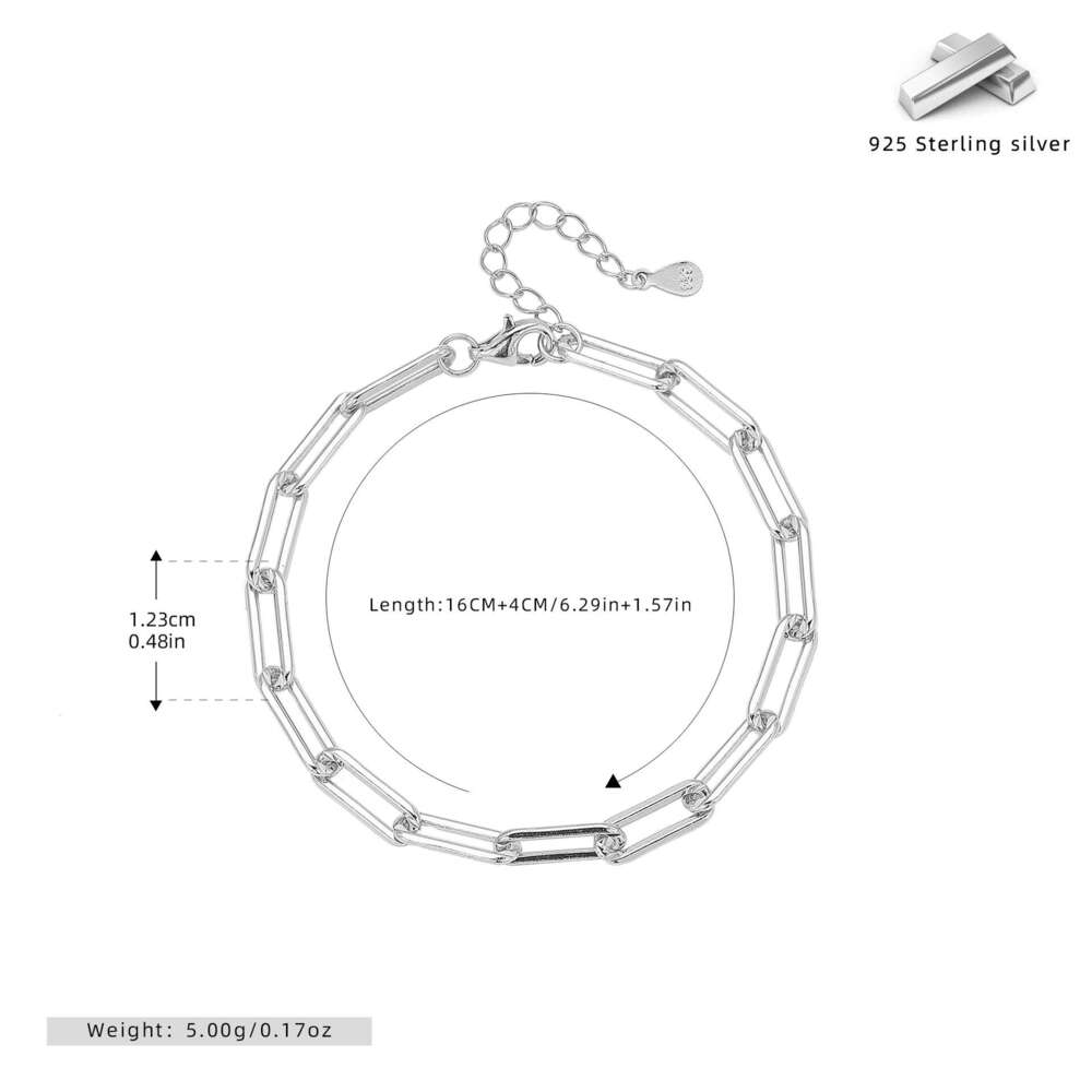 Women Jewelry Bracelets Charm Bracelets European American Style S925 Sterling Silver Simple Chain Elegant Texture Bracelet