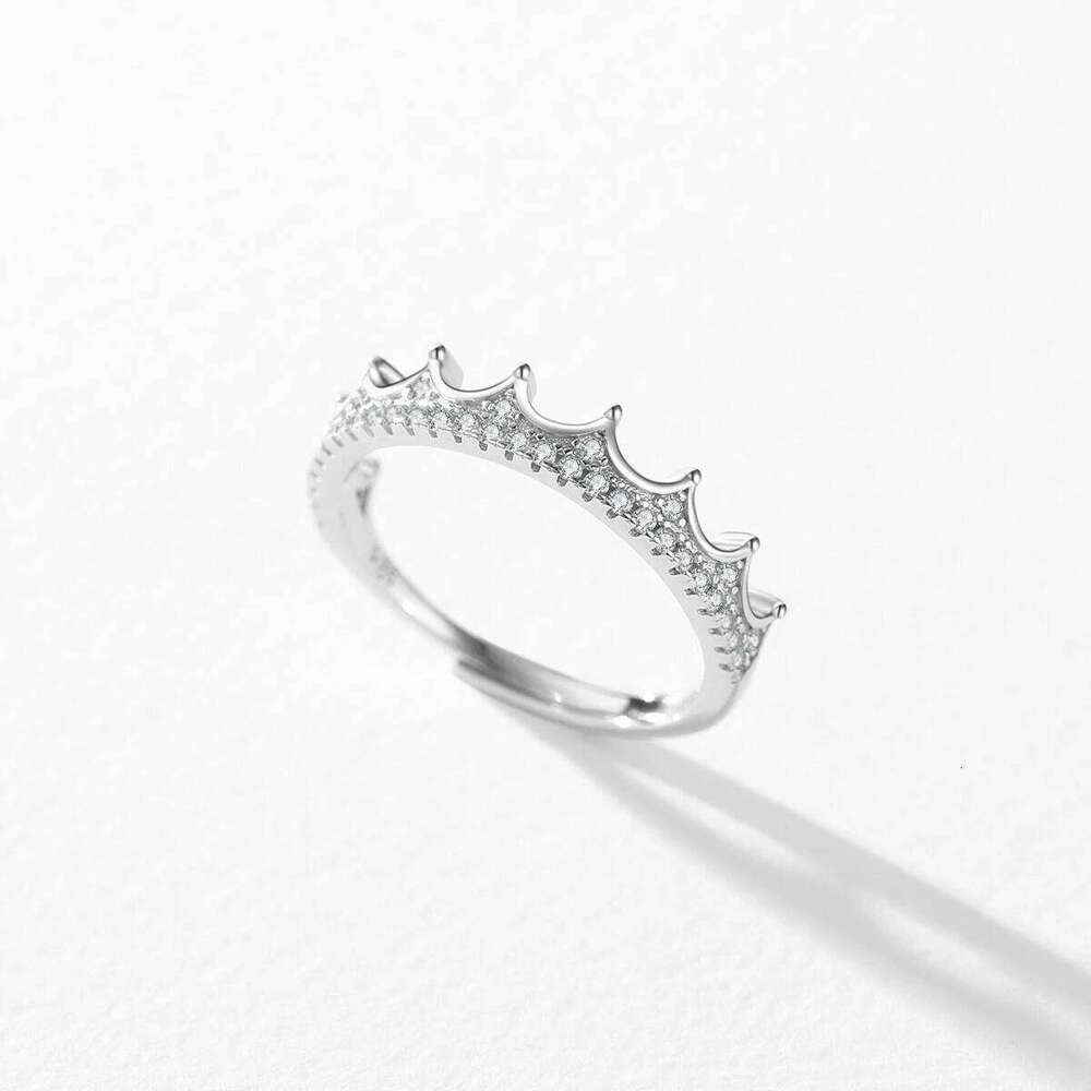 MODIAN 925 Sterling Silver Clear CZ ClassicCrown Open Size 6-9 Adjustable Finger Ring For Women Party Fine Jewelry Gifts H260312