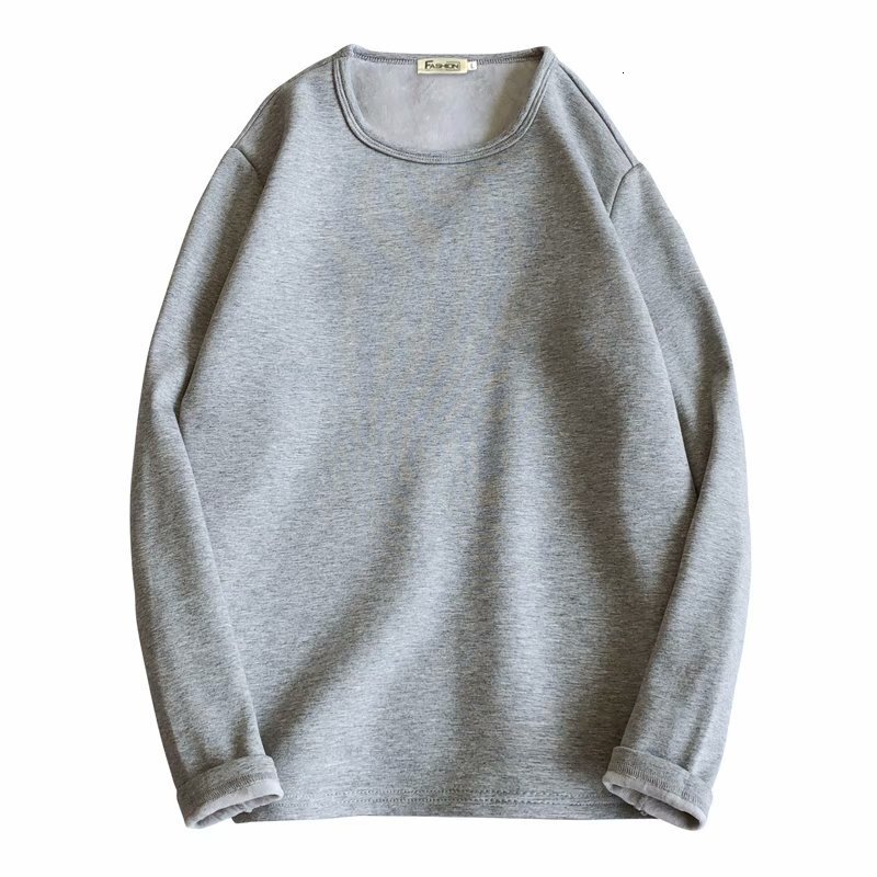 New Winter Round-neck 200g Fleece Long-sleeve T-shirt For Teenagers Solid Designer Hoodie Color Casual Versatile Warm Base Shirt Trendy