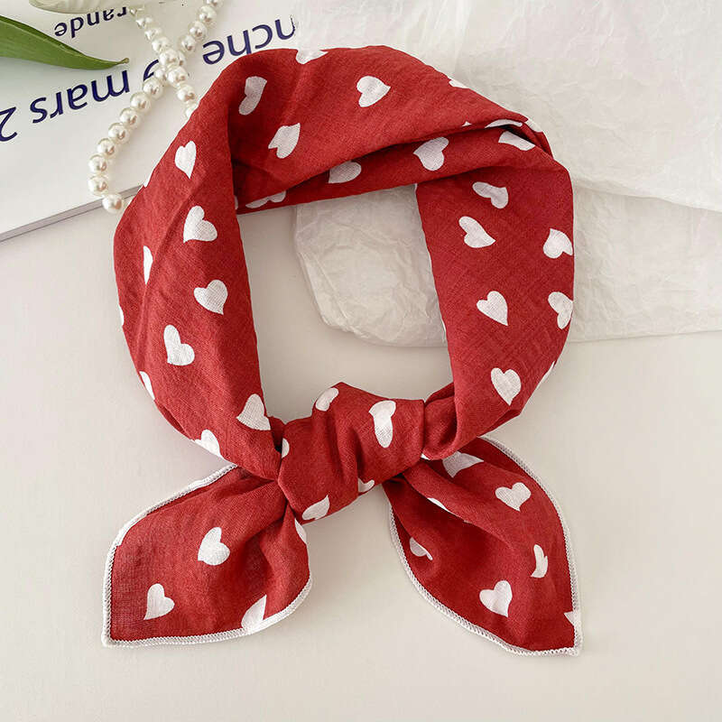 Cotton Linen Square For Women Spring Summer New Korean Style Fresh Floral Elegant Protection Small Neck Hair Band Headscarf Silk Scarf Liuyuemoshang