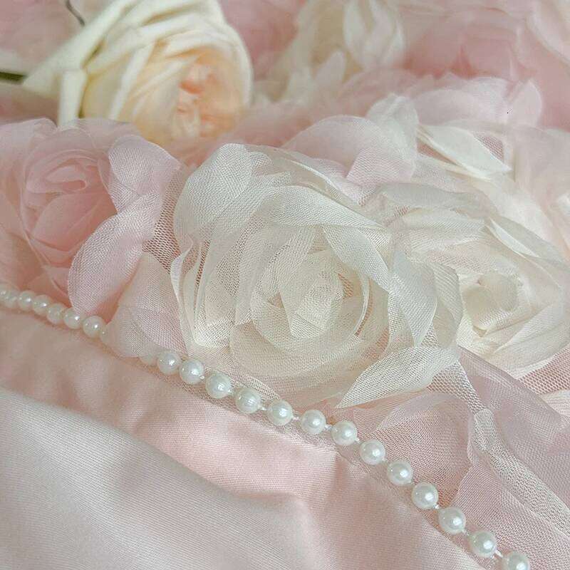Three-Dimensional Rose Lace Ruffles Princess Wedding Bedding Set Egyptian Cotton Duvet Cover Bed Sheet Or Bedspread Pillowcases H260312