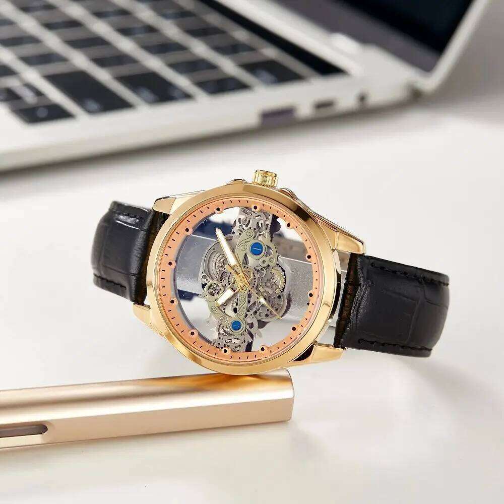 Fashionable casual hollow transparent waterproof night light men's quartz watch relojes para hombres