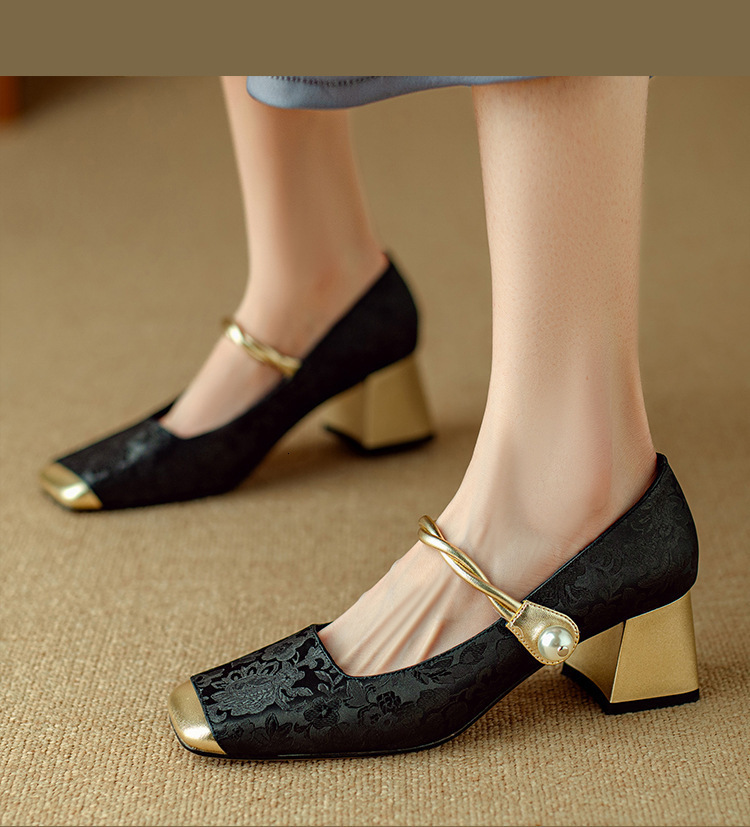 STAOXINDIKE Fashion Designer Designer Block Heel Wedge Heel Fabric Red Black Toe Formal Casual Wide Budget Synonyms Heeled Shoes