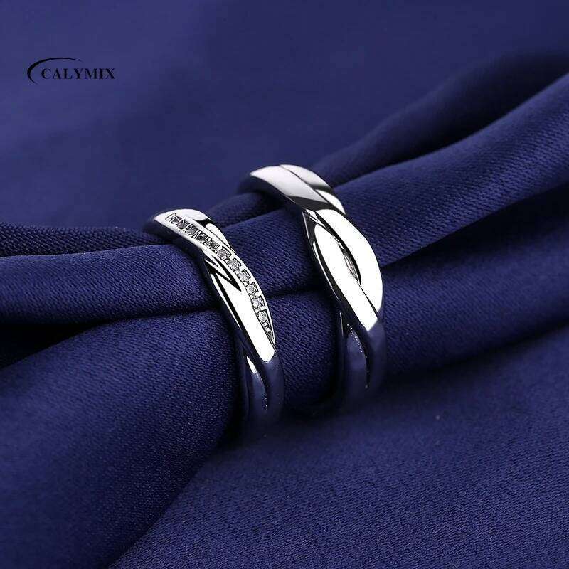 NEW 2PCS 925 sterling Pearl shine Zircon heart Rings Sunlight fashion original Ring silver womer lovers gift W260311
