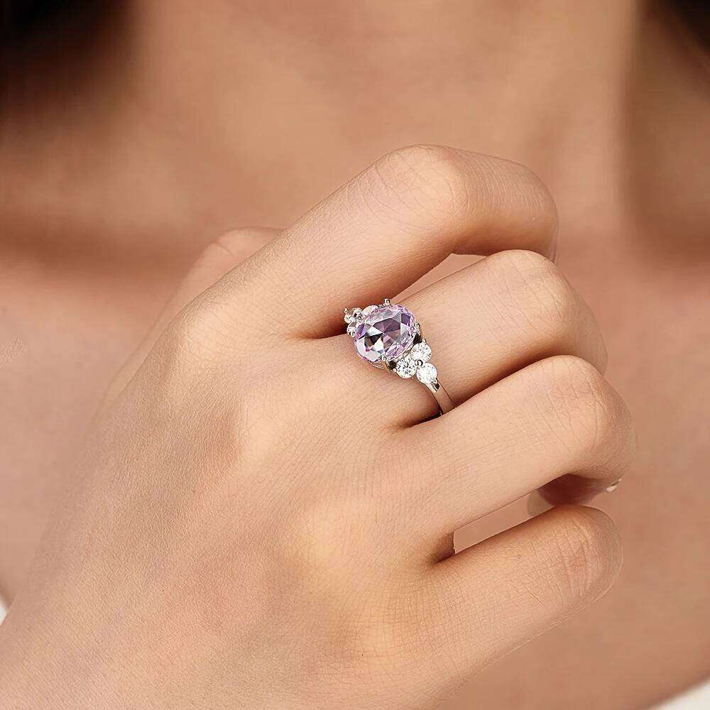 925 Silver Red Zircon Ring With Multicolored Stone Oval Shape Engagement Jewelry Rings For Women H260312