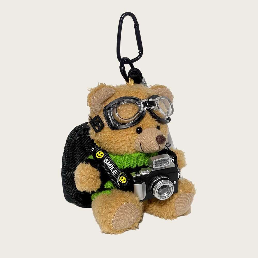 Original camera bag pendant plush toy bear couple keychain creative gift