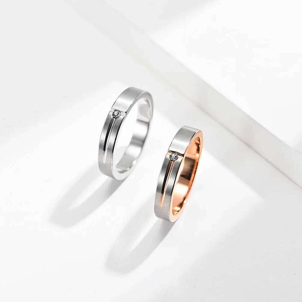 Stainless Steel Round Shinny Zircon Ring for Women Couple Gold Plated Wedding/Engagement Jewelry H260312
