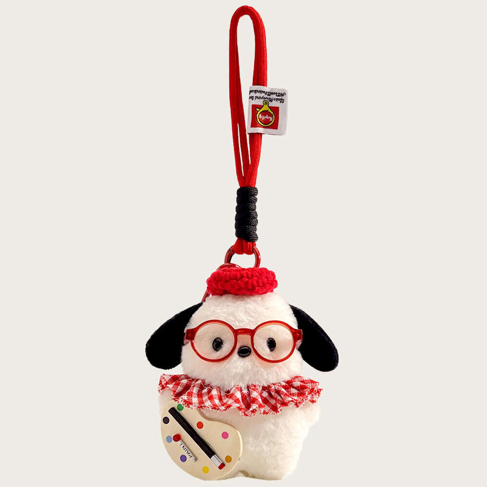 Cute Plush Cartoon Blush Painter Pacha Dog Keychain Creative Doll Girl Bag Pendant