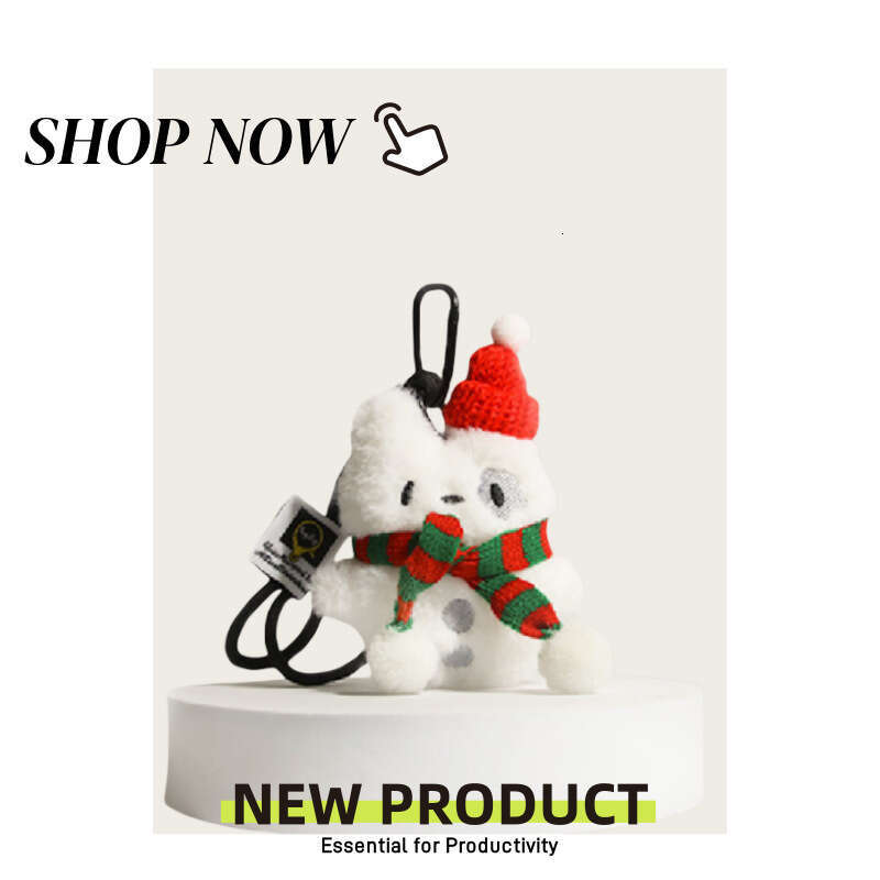Cute Christmas little white with glasses plush toy bag pendant, spotted dog backpack decoration, student gift