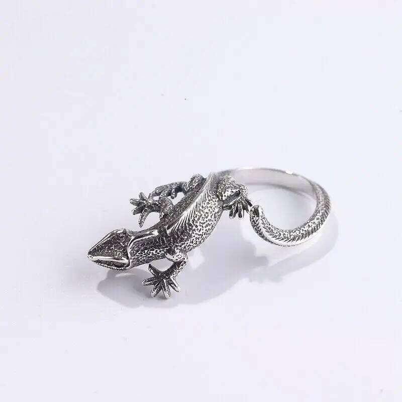 New Creative Retro Red Eyes Lizard 925 Sterling Silver Personality Temperament Animal Exquisite Opening Rings TYB169 H260312