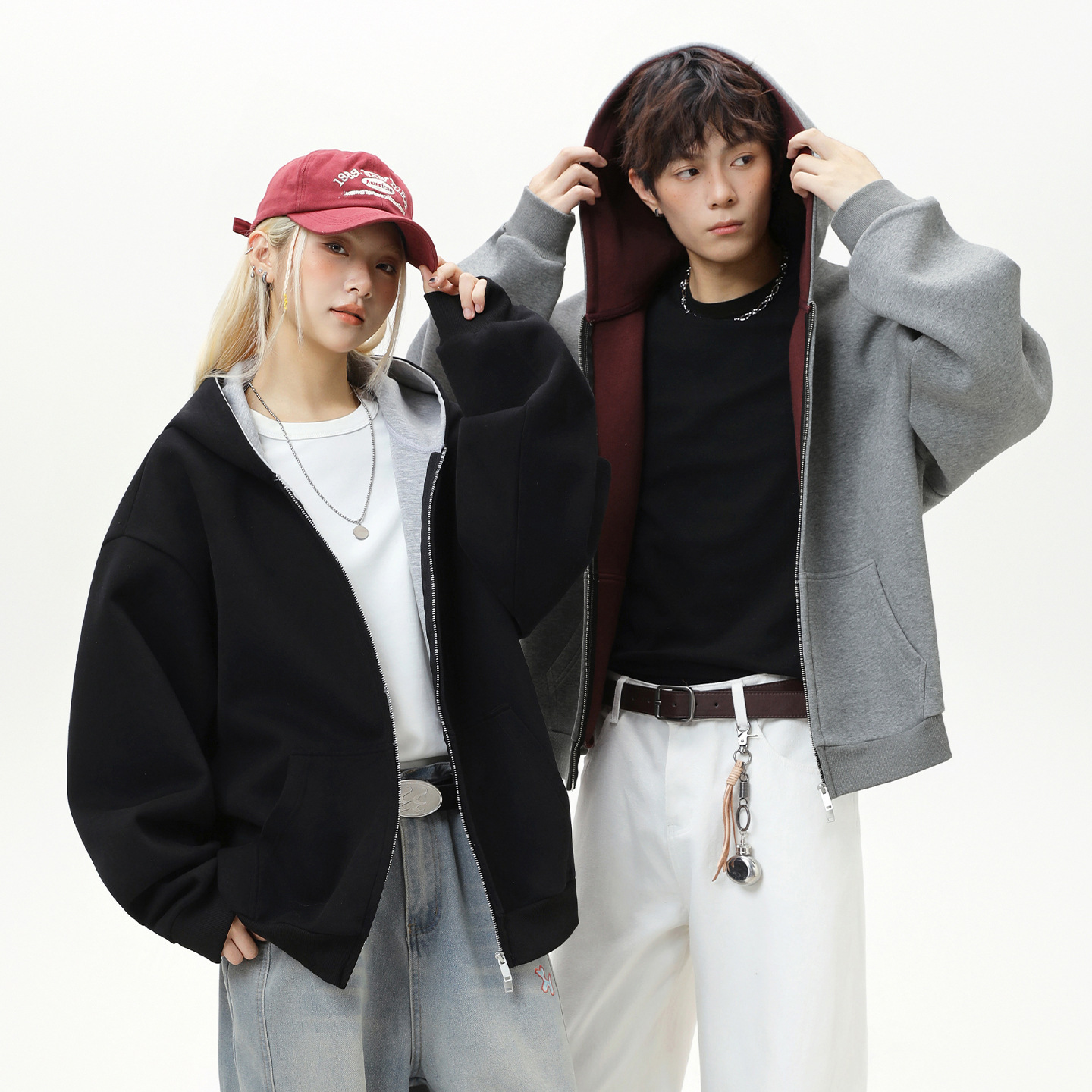 380g Heavyweight Style Color-block Lined Hooded Sweatshirt Designer Hoodie For Men Autumn Sports Hoodie Short Loose Fit Jacket Coat