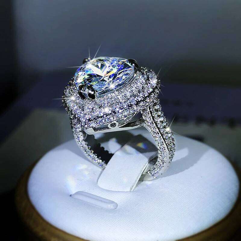 925 Silver Romantic Female Heart-shaped Austrian Crystal Big White Zircon Wedding Rings For Women Valentine's Day s H260312