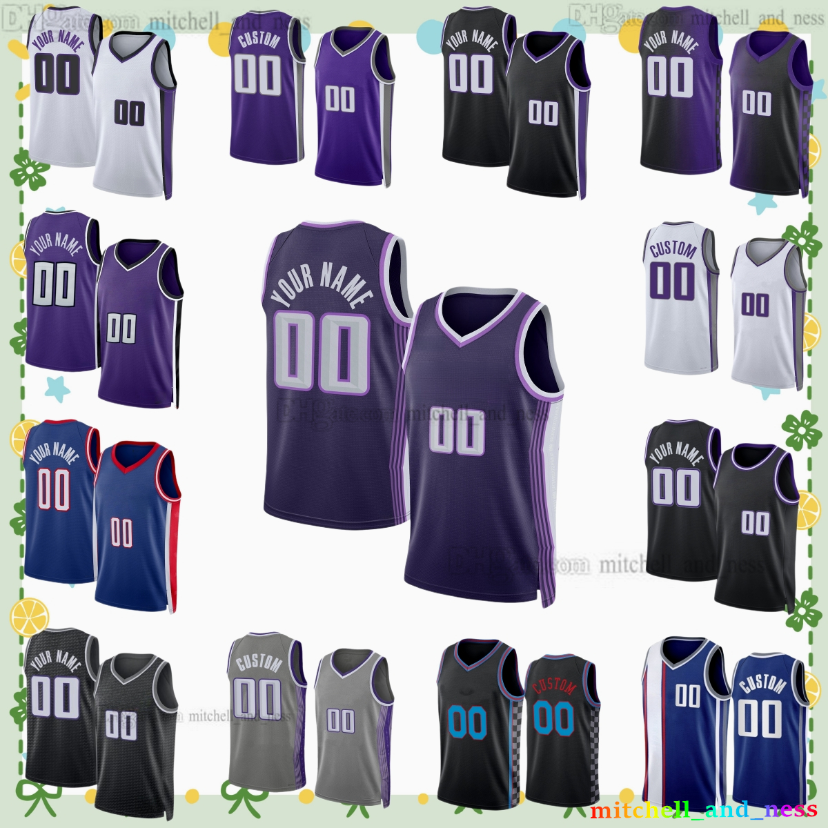 Custom New City 8 Zach LaVine Printed Basketball Jersey 10 DeMar DeRozan 13 Keegan Murray 18 Russell Westbrook 11 Domantas Sabonis 15 DeAndre Hunter Jerseys Shorts