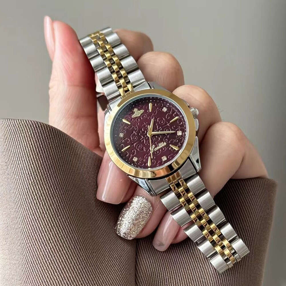 With Box Purple Steel Strap New Design Women's Waterproof Quartz Watch Dainty Free gift