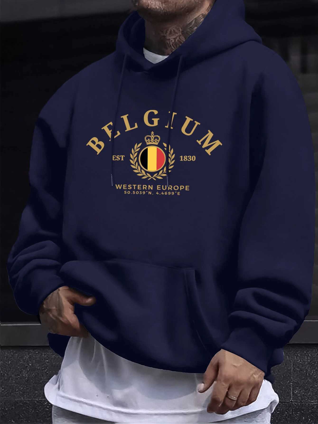 Belgium WESTern Europe 1830 Prints Man Street Tops AutumnCasual Hoodie Sports Loose Sweatshirt Simple Fashion Pullovers M260312