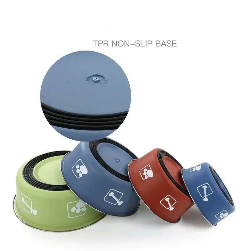 Durable Food Bowl Stainless Steel Double-layer Thickened Anti-slip Pet Feeder Water Basin Universal for Cats and Dogs 26Y0312