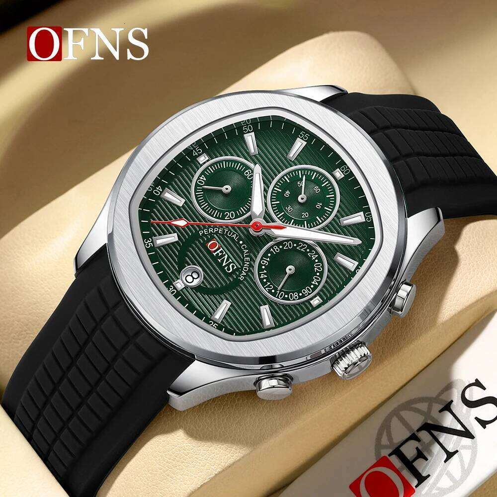 OFNS 8019 Top Calendar High Quality Waterproof Chronograph, Silicone Men's Quartz Watch, Casual Clock