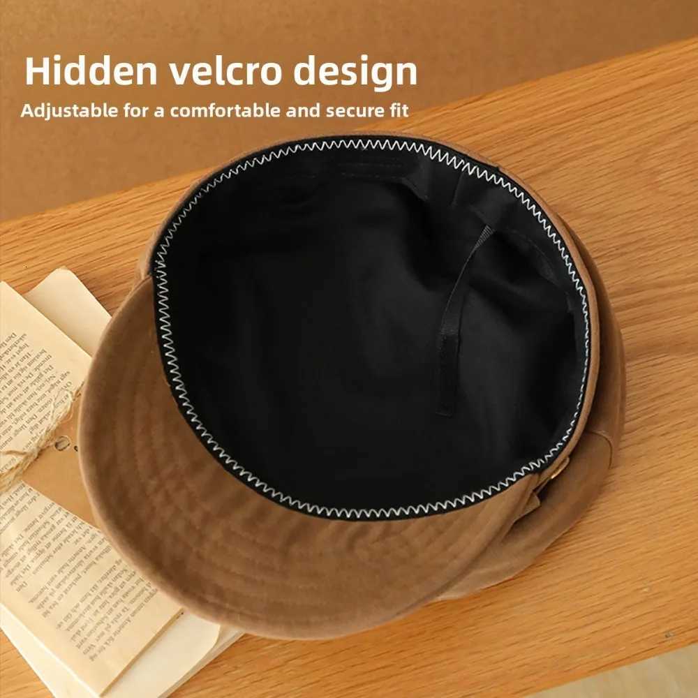 Retro Navy Style Suede Newsboy Cap Men Women Autumn Winter Casual Flat Top Painter Hat H260312 - view 4