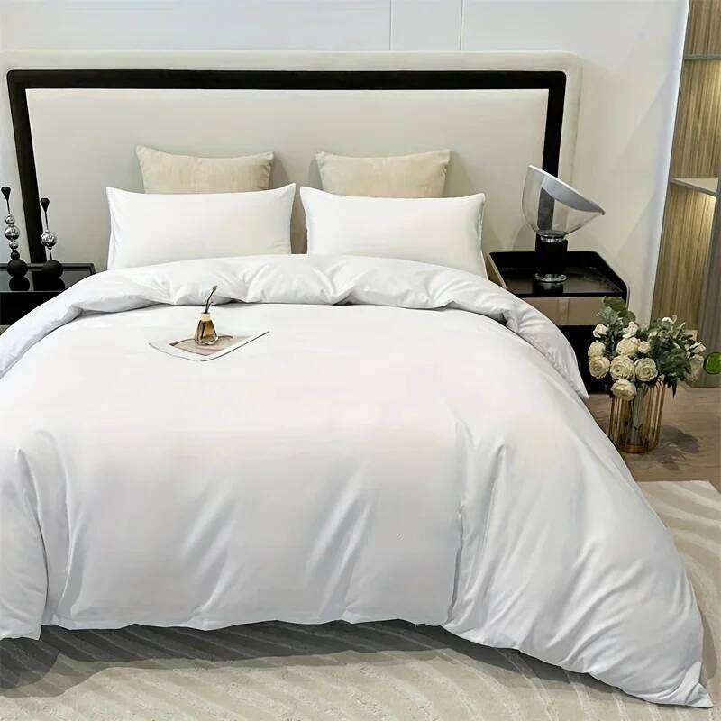 WOSTAR Black white solid duvet with pillowcases 220x240cm double bed quilt cover four seasons bedding set king size H260312 - view 4