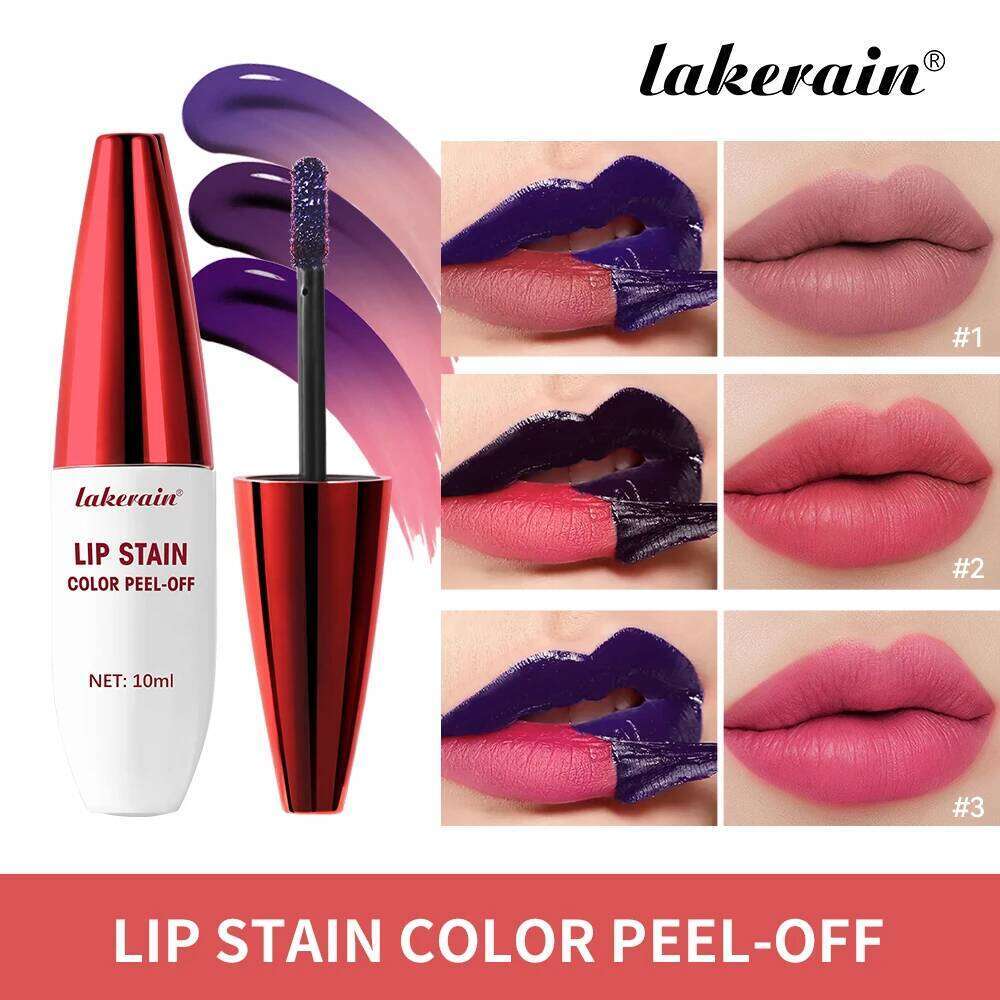 Peel Rose Pink Gloss Matte Outline Contour Tattoo Stain Waterproof Transfer Resistant Tear Off Natural Lip Tint W260311