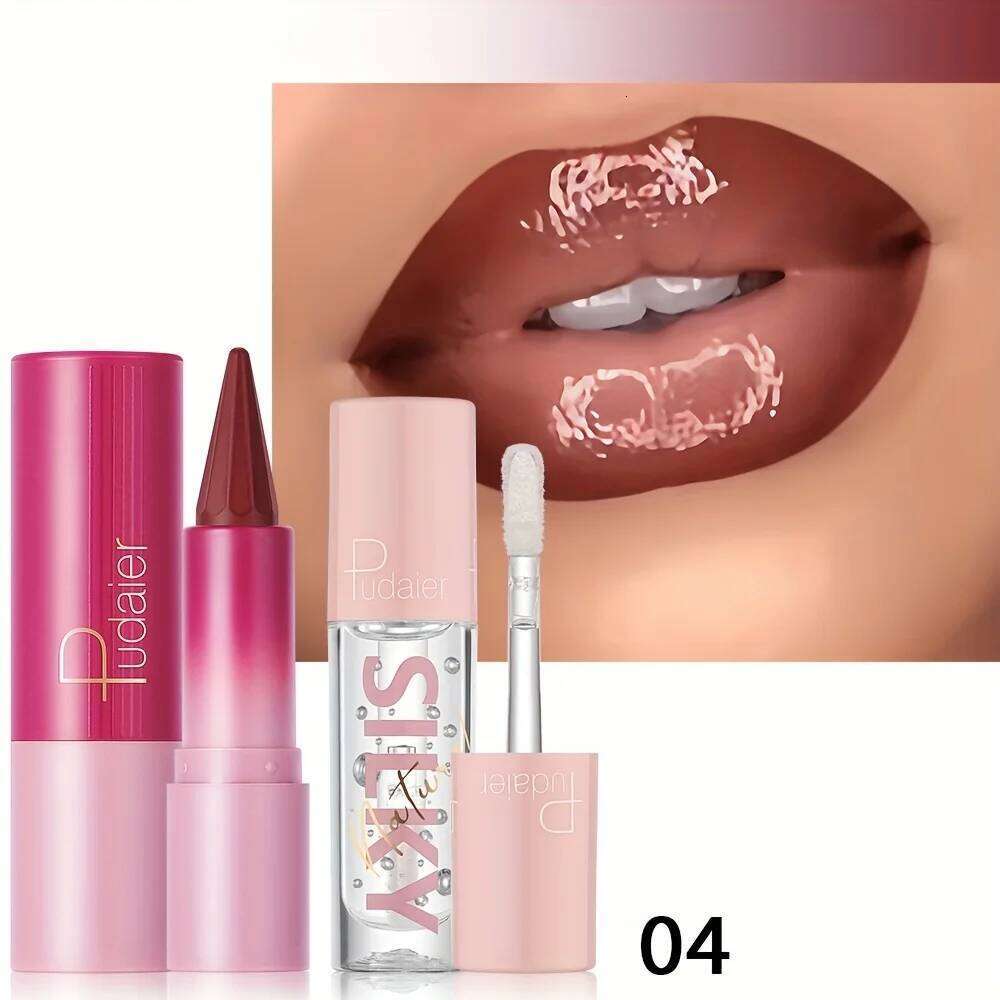 Silky Smooth Lipstick & Nourishing Lip Oil Set - Create Versatile Stunning Looks with Long-Lasting Hydration W260311