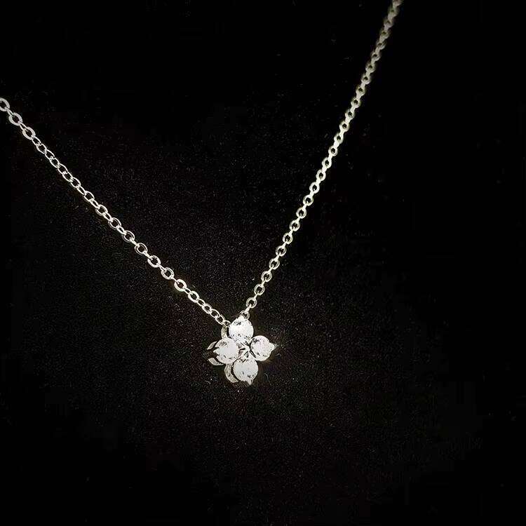 Premium Jewelry Adjustable Sterling Sier Diaspore Pendant Four-Leaf Clover Necklace Women's Gift Anniversary Commemoration