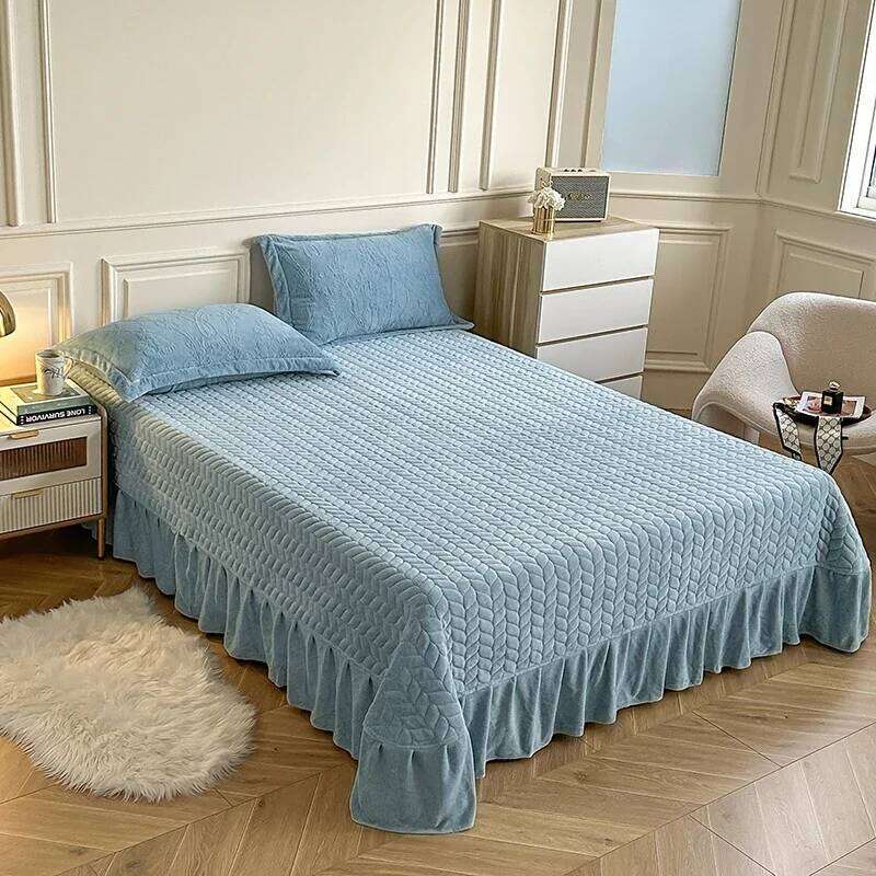 2024 new milk fleece three-dimensional carved padded bed cover four-piece set fluffy and breathable H260312