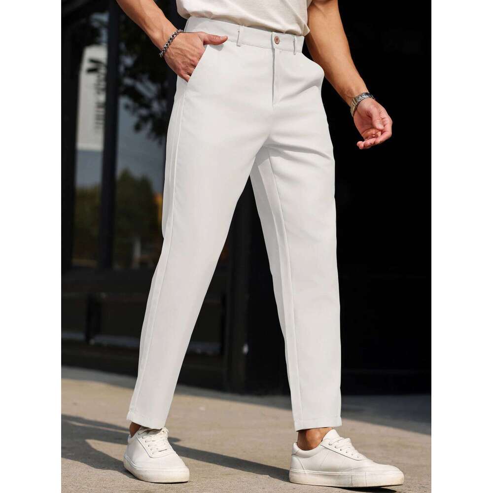 Men's multi-color solid color retro comfortable casual trousers slim fit pants