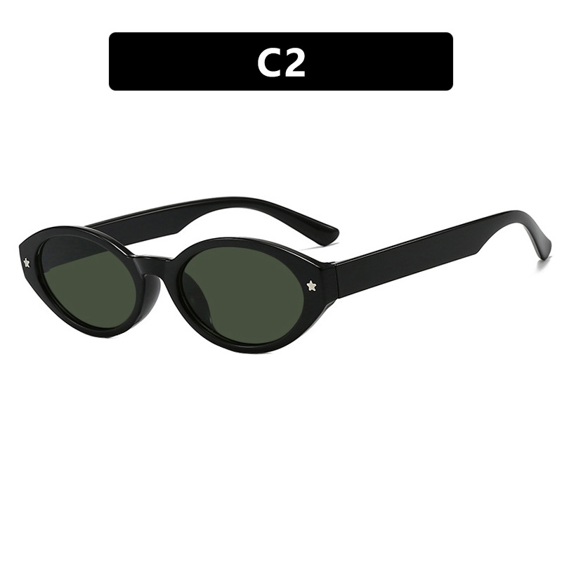 Star Simple Elliptical Sunglasses 2026 New Fashion Sunglasses Anti UV Sunscreen Sunshade Sunglasses for Women