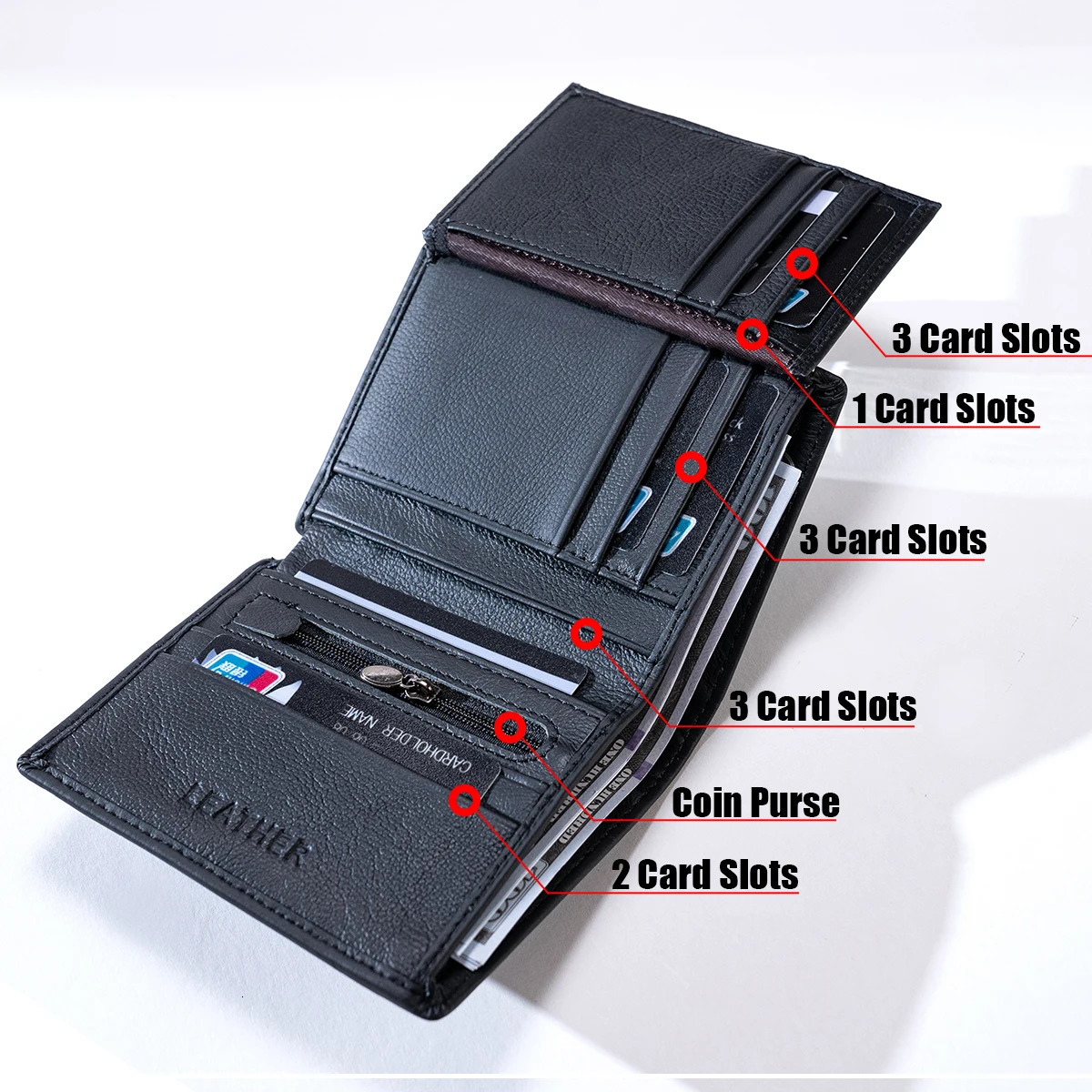 mens wallet Genuine Leather Wallets For Men Coin Purse Vintage Vertical Short Credit Card Holder Money Bag Mens RFID wallet 260304