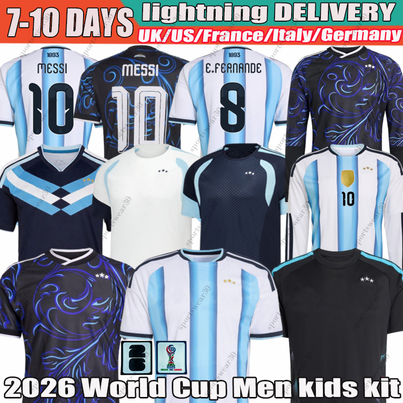 2026 Argentina MESSIS Soccer Jerseys E.FERNANDEZ DE PAUL GARNACHO J.ALVAREZ MAC ALLISTER N.GONZALEZ DI MARIA football shirt Fans Player Men kids kit