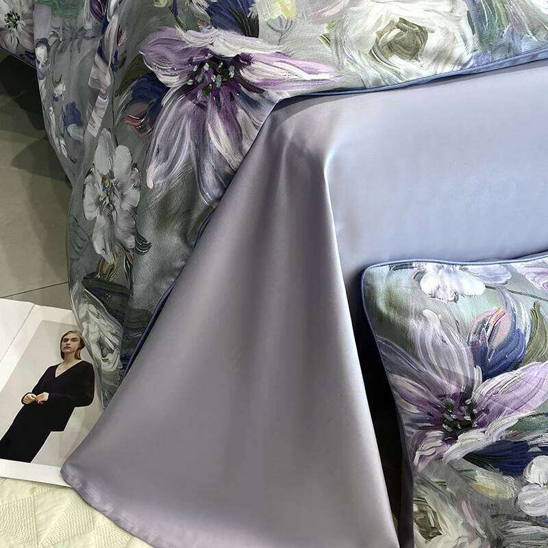 1000TC Egyptian Cotton Bedding Set, Vintage Oil Painting Style, Plant Flowers Pattern, Soft, Duvet Cover, Bed Sheet, Pillowcases H260312