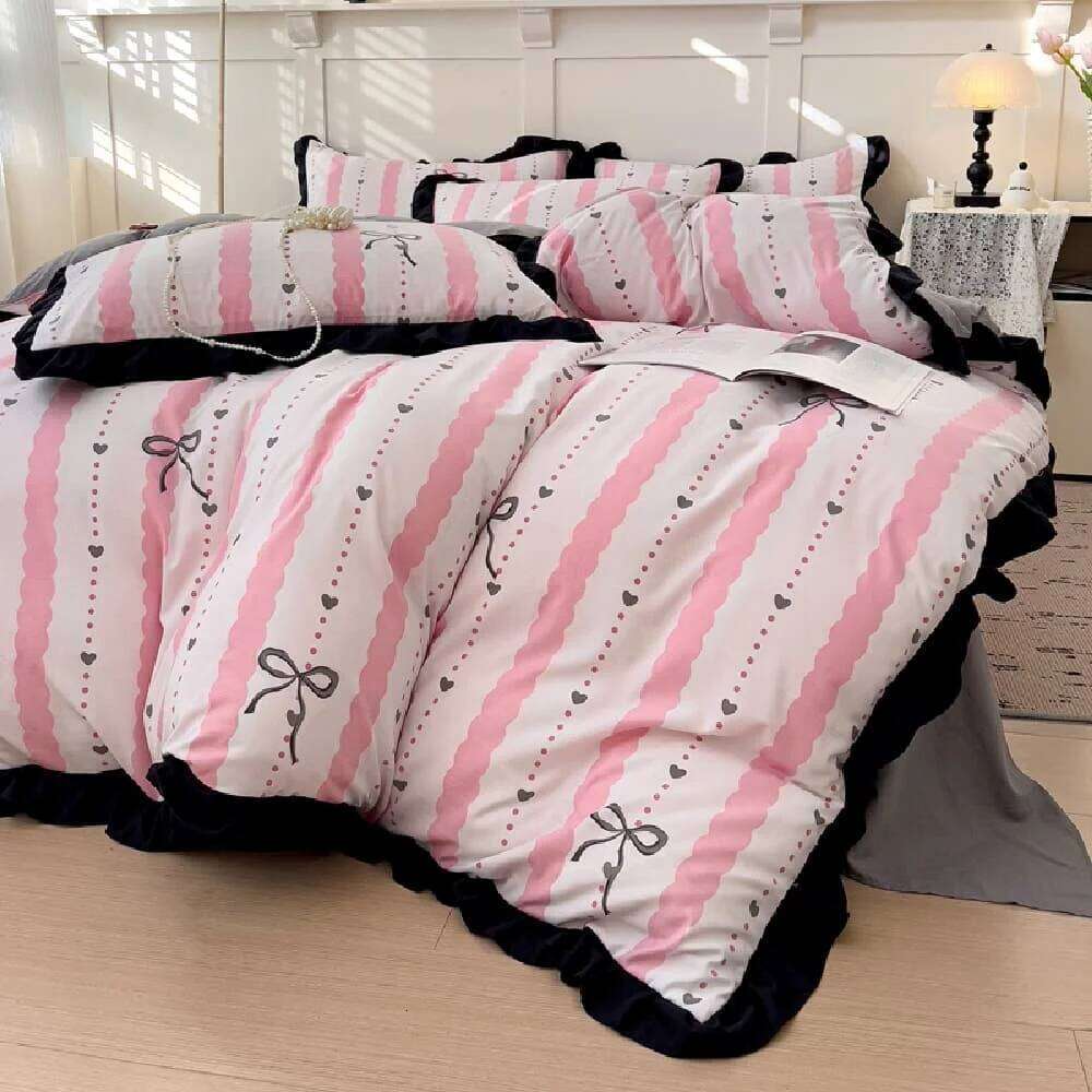 French New Class A Bed Four-piece Comforter Washed Cotton Four-season Skin Friendly Quilt Cover Three-piece Bedding Set H260312 - view 5