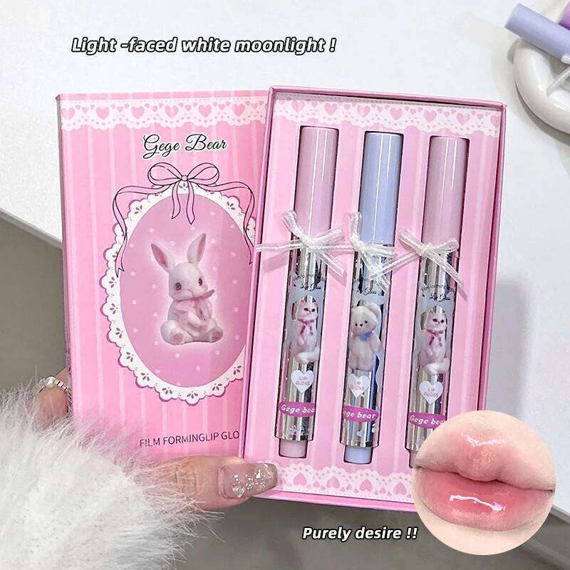 Gege Bear Long-Lasting Water-Gloss Lip Tint Set - No Transfer, Hydrating Formula for Natural Look and All-Day Wear W260311