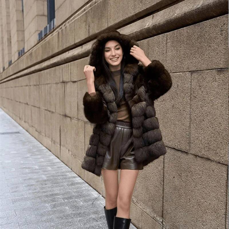 High Quality Imitation Mink 2025 New Winter Thick Temperament Leisure Warm Hooded Women Fur Coat 627