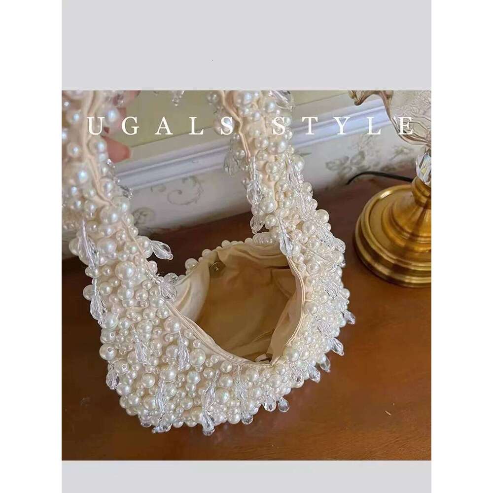 High Quality Pearl Beaded Handmade Women Handbag Fashion Evening Wedding Party Clutch Purse Beads Beading Woven Shoulder Bag