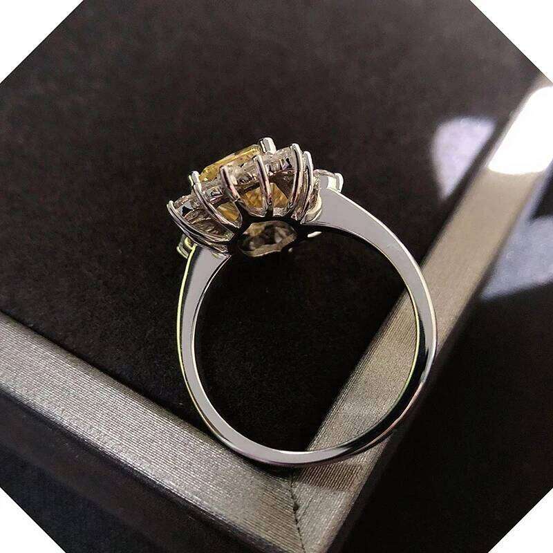 Huitan Square Yellow CZ Stone Women's Ring for Evening Party Elegant Lady Finger-rings Anniversary Gift Fashion Jewelry H260312