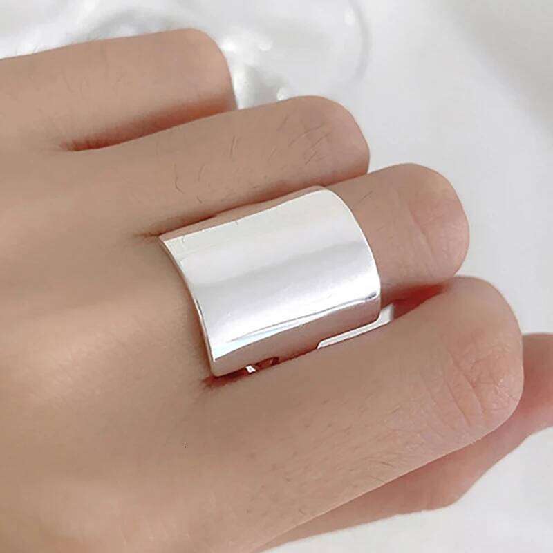 Minimalist 925 Sterling Silver Smooth Ring for Women Couple New Fashion Creative Width Geometric Handmade Birthday Party Jewelry H260312