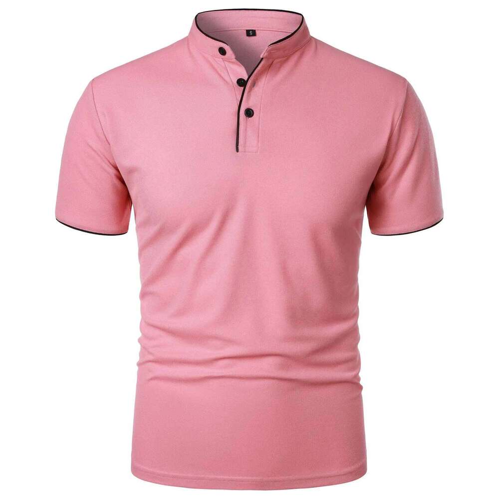Summer Men's Short Sleeve Collar Tshirts New Solid Color Casual Polo Shirt Trendy Breathable Loose Basic Splice Top 26H0312
