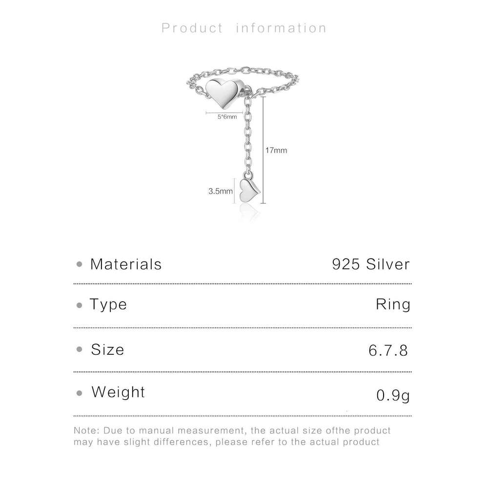 VEWANT Women 925 Sterling Silver Double Heart Chain Fine Luxury Fashion Ring 2024 Anniversary Gift Wedding Party Jewelry H260312