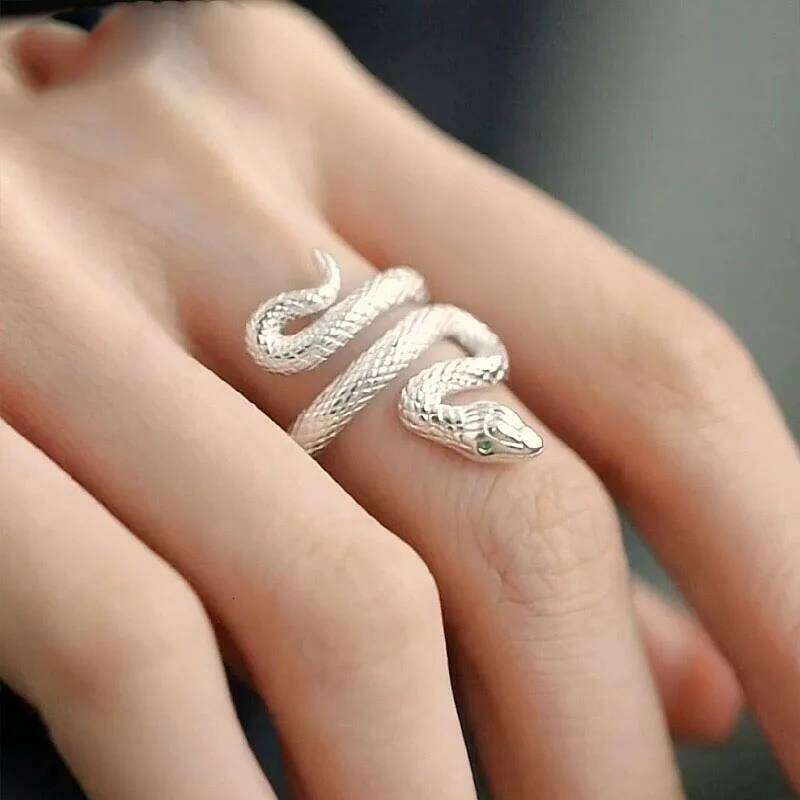 BFCLUB 925 Sterling Silver Simple Rings Women Men Finger Adjustable Open Retro Snake Ring For Party Birthday Gift H260312